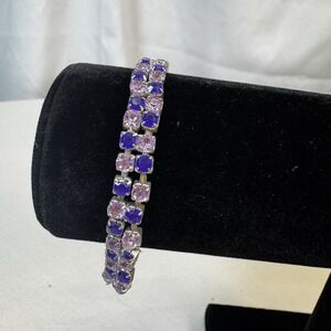 Faux Pink and Purple Gemstone Stretch Bracelet